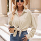 Collared Neck Dropped Shoulder Shirt