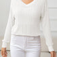 AuroraBlissX V-Neck Long Sleeve Eyelet Knit Top