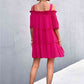 Cold-Shoulder Frill Trim Tiered Dress