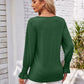 Smocked V-Neck Long Sleeve Blouse