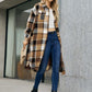 Plaid Pocketed Button Up Trench Coat