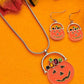 Halloween Pumpkin Themed Dangle Earrings and Necklace Set
