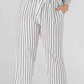 Full Size PantsPlace Striped Paperbag Waist White Cropped Pants