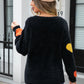 Heart Pattern Round Neck Long Sleeve Sweater