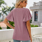 Full Size Eyelet Flutter Sleeve Round Neck Top