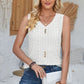 Eyelet Decorative Button V-Neck Tank