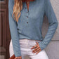 Round Neck Buttoned Long Sleeve T-Shirt