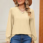 Eyelet V-Neck Flounce Sleeve T-Shirt