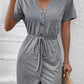 V-Neck Short Sleeve Tied Romper