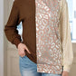 Leopard Round Neck Long Sleeve Blouse
