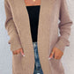 Open Front Rib-Knit Cardigan with Pockets