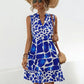 Printed Notched Sleeveless Tiered Dress