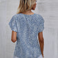 Printed V-Neck Petal Sleeve Blouse