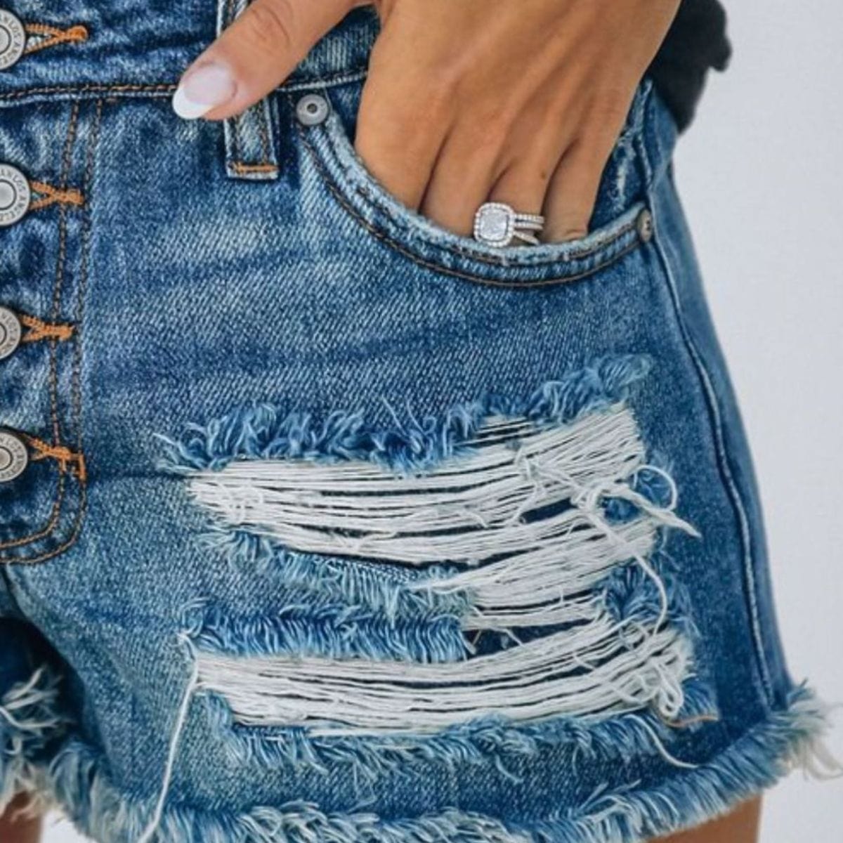 Full Size US Flag Distressed Denim Shorts