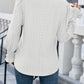 Eyelet Notched Flounce Sleeve Blouse