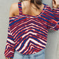 Striped Asymmetrical Neck Long Sleeve T-Shirt