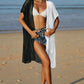 Women's Two-Tone Side Slit Open Front Cover Up