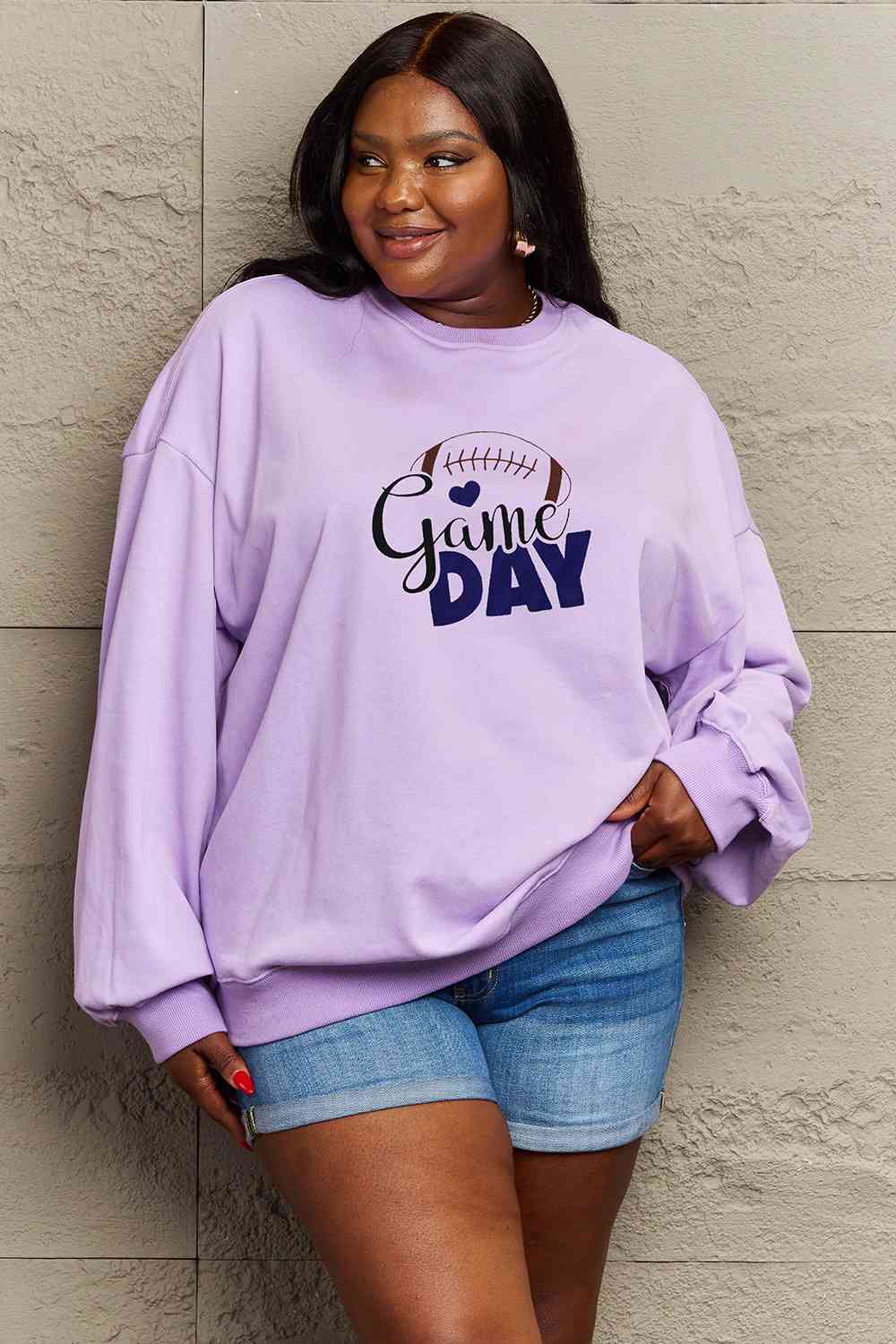 Simply Love Full Size Drop Shoulder GAME DAY Graphic Sweatshirt