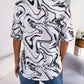 SoBeautiful Printed Lapel Collar Shirt