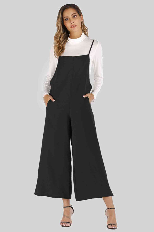 Full Size CoverTheBasics Cropped Wide Leg Overalls with Pockets