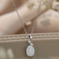 Women's Opal Oval Pendant Chain Necklace