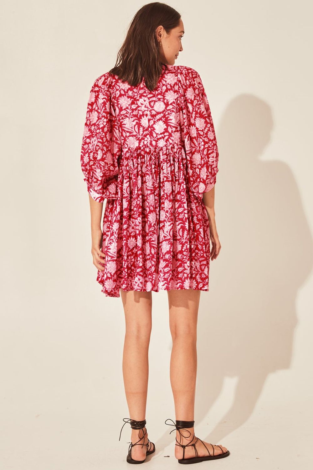 Women's Raylean Floral Tie Neck Lantern Sleeve Dress