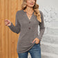 Full Size Notched Neck Long Sleeve T-Shirt