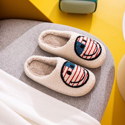 Melody Smiley Face American Flag Slippers