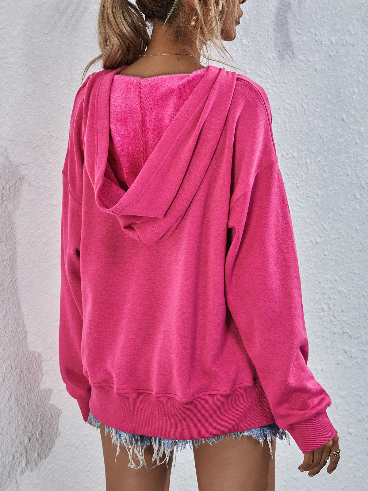 Malibu Dreams Dropped Shoulder Slit Hoodie