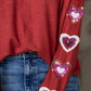 Heart Sequin Round Neck Long Sleeve T-Shirt
