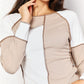 Double Take Khaki Color Block Exposed Seam Top