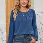 Ruched Round Neck Flounce Sleeve T-Shirt