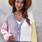 ZeldaMarie Color Block Ribbed Long Sleeve Cardigan