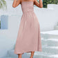 Decorative Button Spaghetti Strap Midi Dress