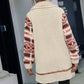 Geometric Zip-Up Collared Sherpa Jacket