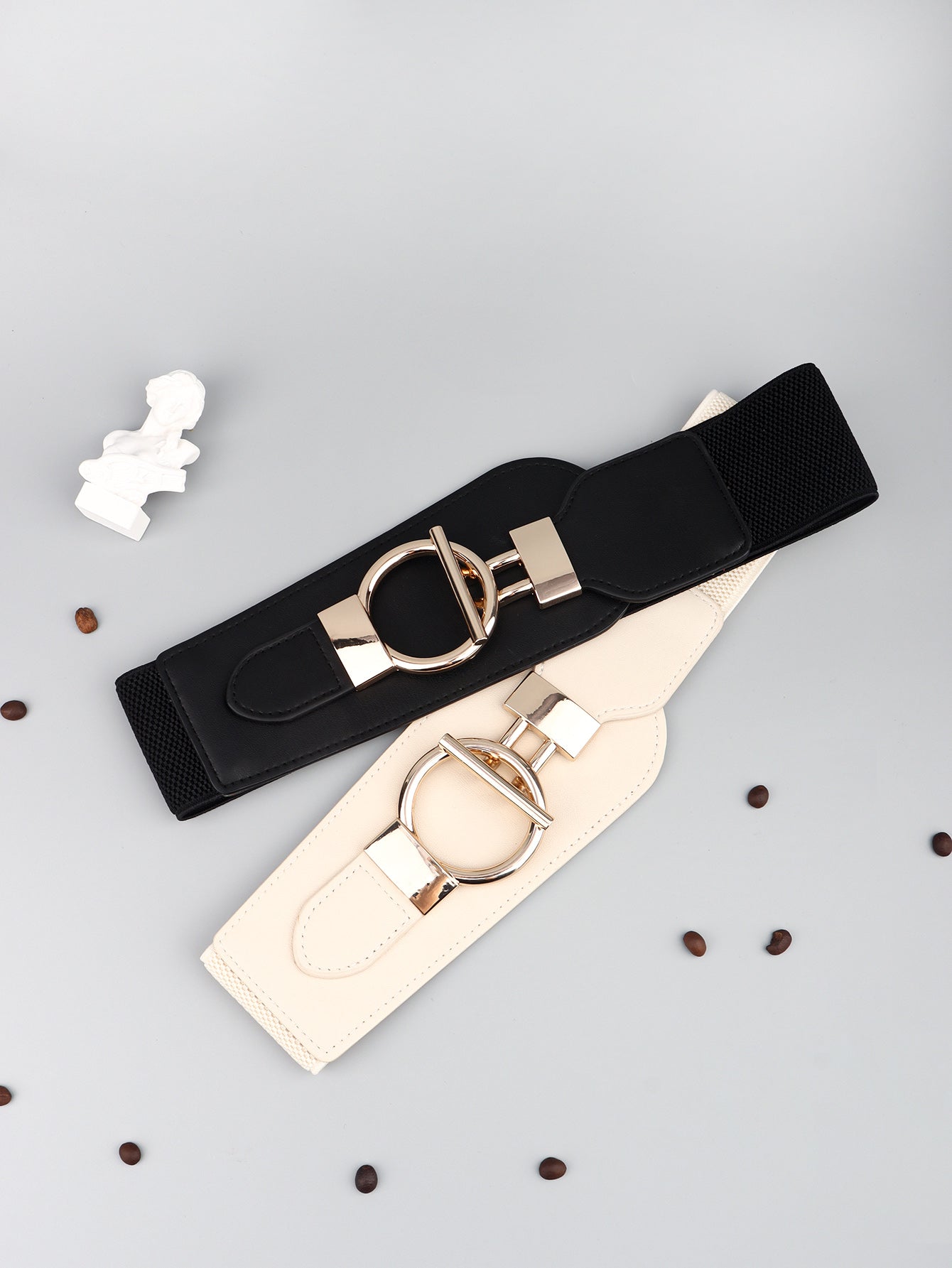 Women's PU Elastic Wide Belt with Alloy Buckle