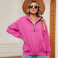 Full Size Half-Zip Dropped Shoulder Sweatshirt