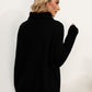 Slit Turtleneck Dropped Shoulder Sweater