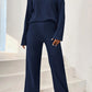 Ribbed Half Button Top and Pants Set