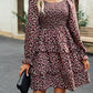 Smocked Flounce Sleeve Ruffled Dress