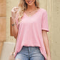 Women's Short Sleeved V-Neck Dropped Shoulder Tunic Top
