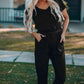 Black Belted V-Neck Jogger Jumpsuit