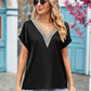 Full Size V-Neck Cuffed Blouse