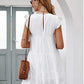 Ruffled Round Neck Cap Sleeve Mini Dress