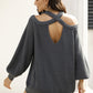 Ribbed Long Sleeve Cold Shoulder Knit Top