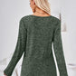 Hannah Mea Ribbed Buttoned Round Neck Slit T-Shirt
