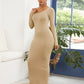 Round Neck Long Sleeve Maxi Wrap Dress