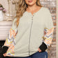 Plus Size Exposed Seam Print Long Sleeve T-Shirt