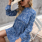 Azure Printed Long Sleeve Tiered Dress