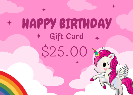 Unicorns and Rainbows Birthday Gift Card